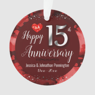 Ornamento Feliz Aniversário de Casamento de 15