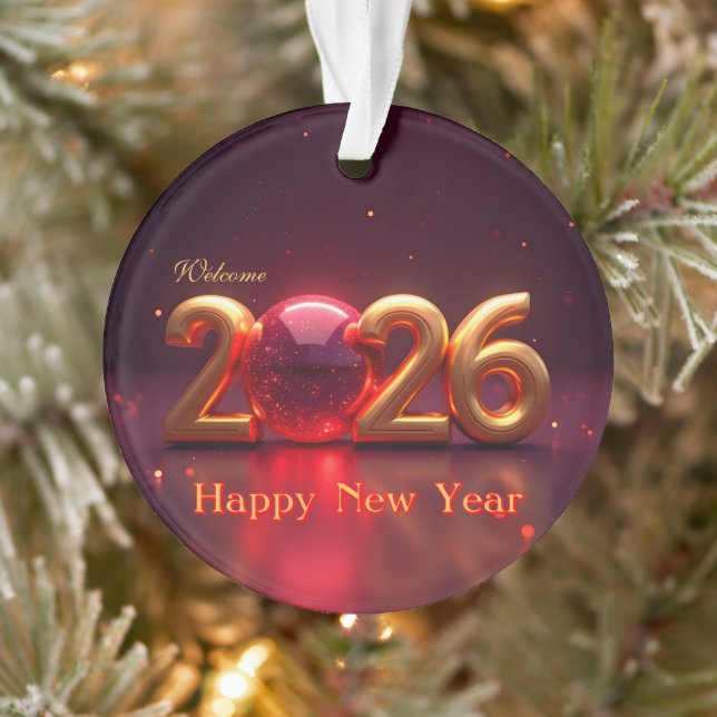 Ornamento Feliz ano novo 2026 (Árvore)