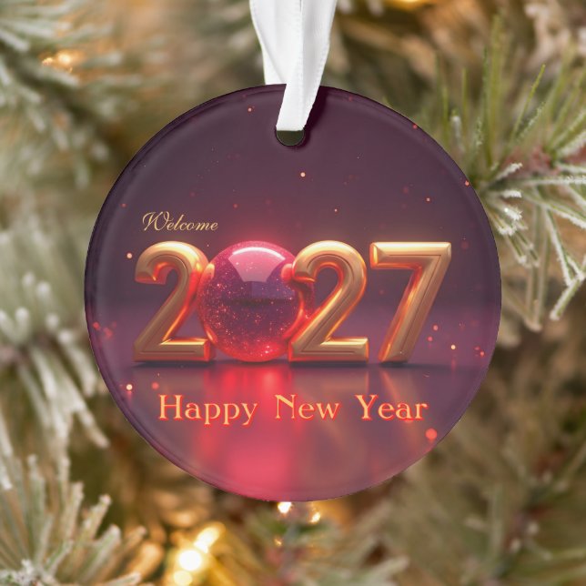 Ornamento Feliz Ano Novo 2027 (Árvore)