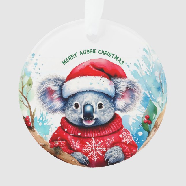 Ornamento Feliz Aussie Christmas Koala (Frente)
