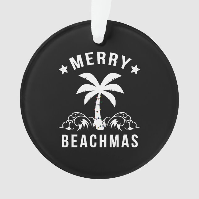 Ornamento Feliz Beachmas Palm Tree Natal (Frente)