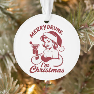 Ornamento Feliz bêbado sou Natal Coquetel Snarky Bebendo