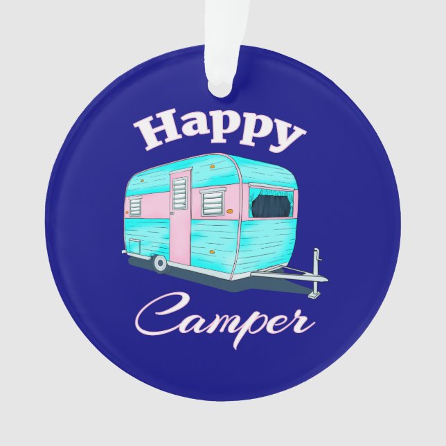 Ornamento Feliz Camper Trailer Camping (Frente)