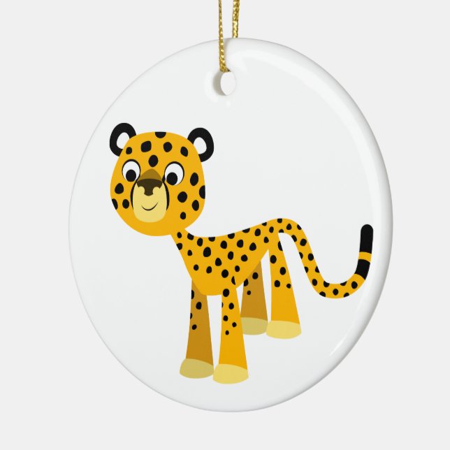 Ornamento Feliz de Cartoon Cheetah (Esquerda)