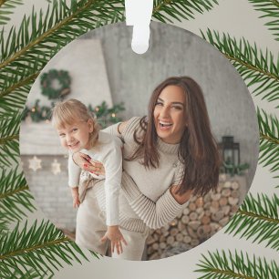 Ornamento Feliz e Brilho Foto de Natal de Na moda moderno