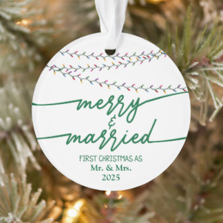 Ornamento Feliz e casado Primeiro Natal como personalizado