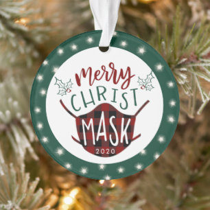 Ornamento Feliz engraçada, COVID CristoLuzes de Fada MASK F