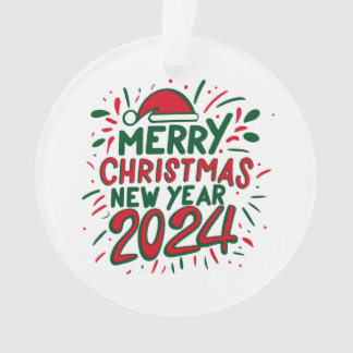 Ornamento Feliz Feliz ano novo de Natal de 2024