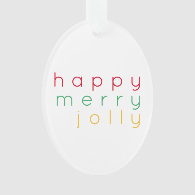 Ornamento Feliz FELIZ Oval JOLLY acrílico (Frente)