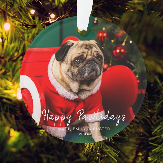 Ornamento Feliz Feliz Pawlidays de Cachorro Feliz (Criador carregado)