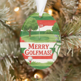 Ornamento 'Feliz Golfmas!' Golfistas Alegre Natal Esportivo