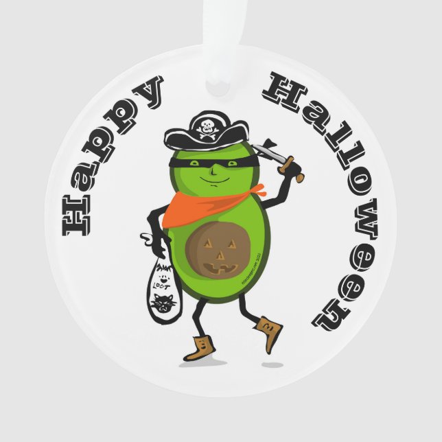 Ornamento Feliz Halloween Pirate Avocado (Frente)
