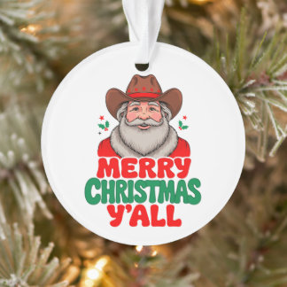Ornamento Feliz Natal a Todos Chapéu de Cowboy do Papai Noel