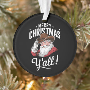 Ornamento Feliz Natal a Todos Cowboy Country Papai Noel