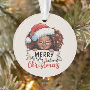 Ornamento Feliz Natal Afro-Americano Africano Negro