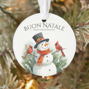 Ornamento Feliz Natal Boneco de Neve & Cardinals Nome Person