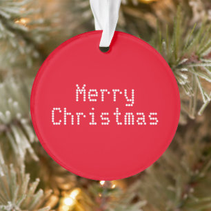 Ornamento "Feliz Natal" branco vermelho