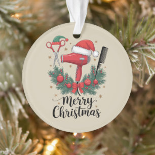 Ornamento Feliz Natal Cabeleireiro Estilista de Cabelo Xmas 