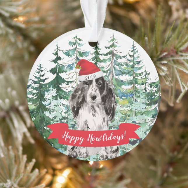 Ornamento Feliz Natal Cocker Spaniel Cachorro (Árvore)