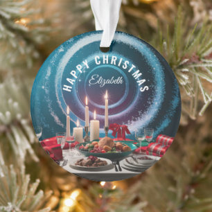 Ornamento Feliz Natal com a Vela Personalizada