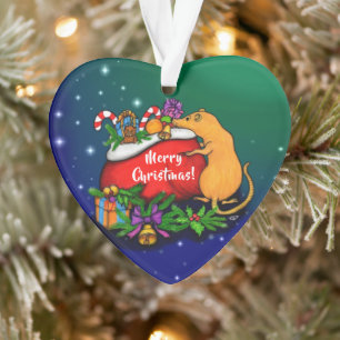 Ornamento Feliz Natal com Rat Prince