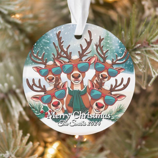 Ornamento Feliz Natal da família moderna (Árvore)