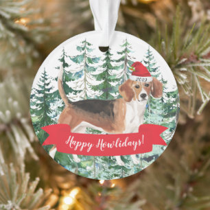 Ornamento Feliz Natal de Beagle Dog