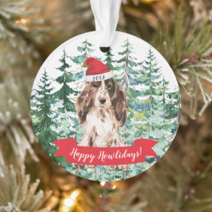 Ornamento Feliz Natal de Cachorro Marrom