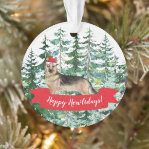 Ornamento Feliz Natal de German shepherd de Feliz Natal