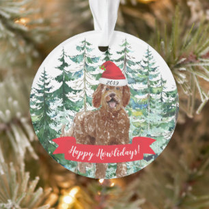 Ornamento Feliz Natal de Labradoodle Dog