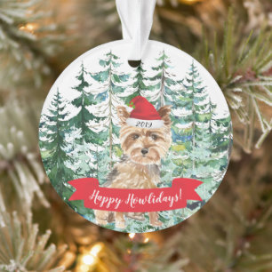 Ornamento Feliz Natal de Yorkshire Terrier Dog