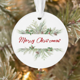 Ornamento Feliz Natal Enquadrado Roda de inverno Saudação