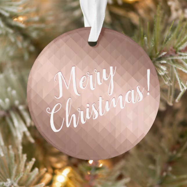 Ornamento Feliz Natal feriado rosa dourado design gráfico (Árvore)