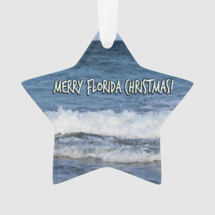 Ornamento Feliz Natal Flórida Oceano Azul Profundo