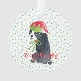 Ornamento Feliz Natal Francês Bulldog Wreath Holly NAME