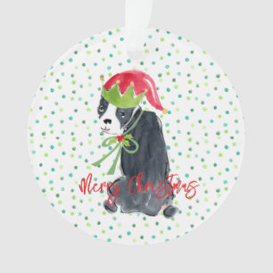 Ornamento Feliz Natal Francês Bulldog Wreath Holly NAME