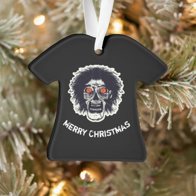 Ornamento Feliz Natal Laranja Olhos Zombie (Árvore)