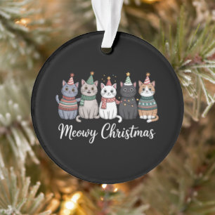 Ornamento Feliz Natal Meowy Ano Felino Amante de Gatos Xmas