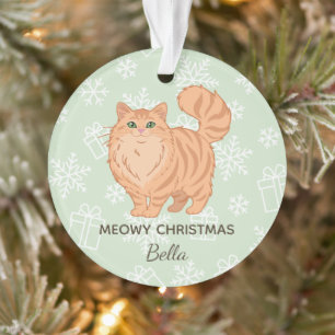 Ornamento "Feliz Natal Meowy" Mamãe de Gato Laranja Personal