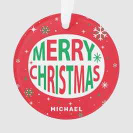 Ornamento Feliz Natal Moderno Feriado Vermelho Personalizado