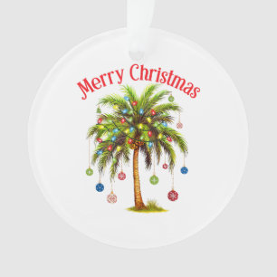 Ornamento Feliz Natal Palm Tree Light Havaiana Tropical