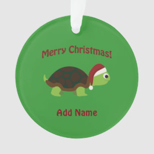 Ornamento Feliz Natal! Papai noel Turtle