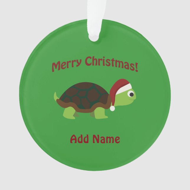 Ornamento Feliz Natal! Papai noel Turtle (Frente)