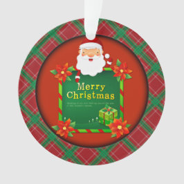 Ornamento Feliz Natal Papais noeis Tartan Xadrez