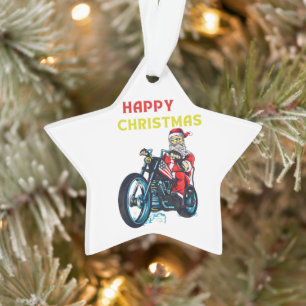Ornamento Feliz Natal Papais noeis Vintage Biker