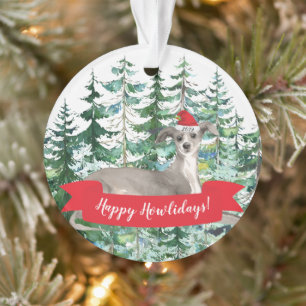 Ornamento Feliz Natal para o Cão de Greyhound Italiano