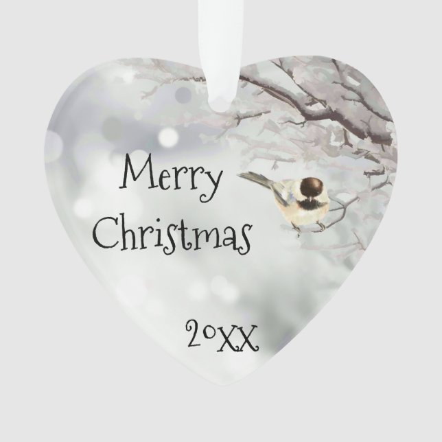 Ornamento Feliz Natal Pássaro Tradicional de Frost Frost (Frente)