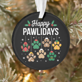 Ornamento Feliz Natal Patinhas Natal Cachorro Férias