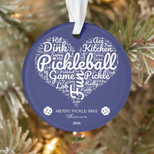Ornamento Feliz Natal Pickleball Palavra Arte Monograma