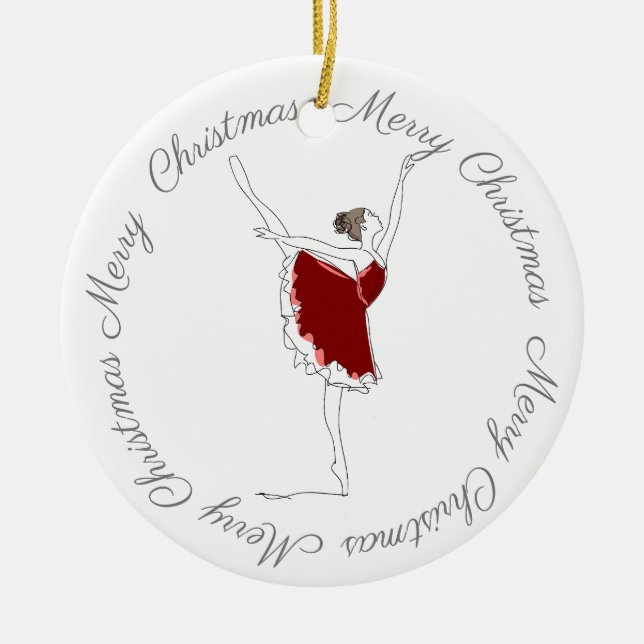 Ornamento Feliz Natal Red Ballerina (Frente)